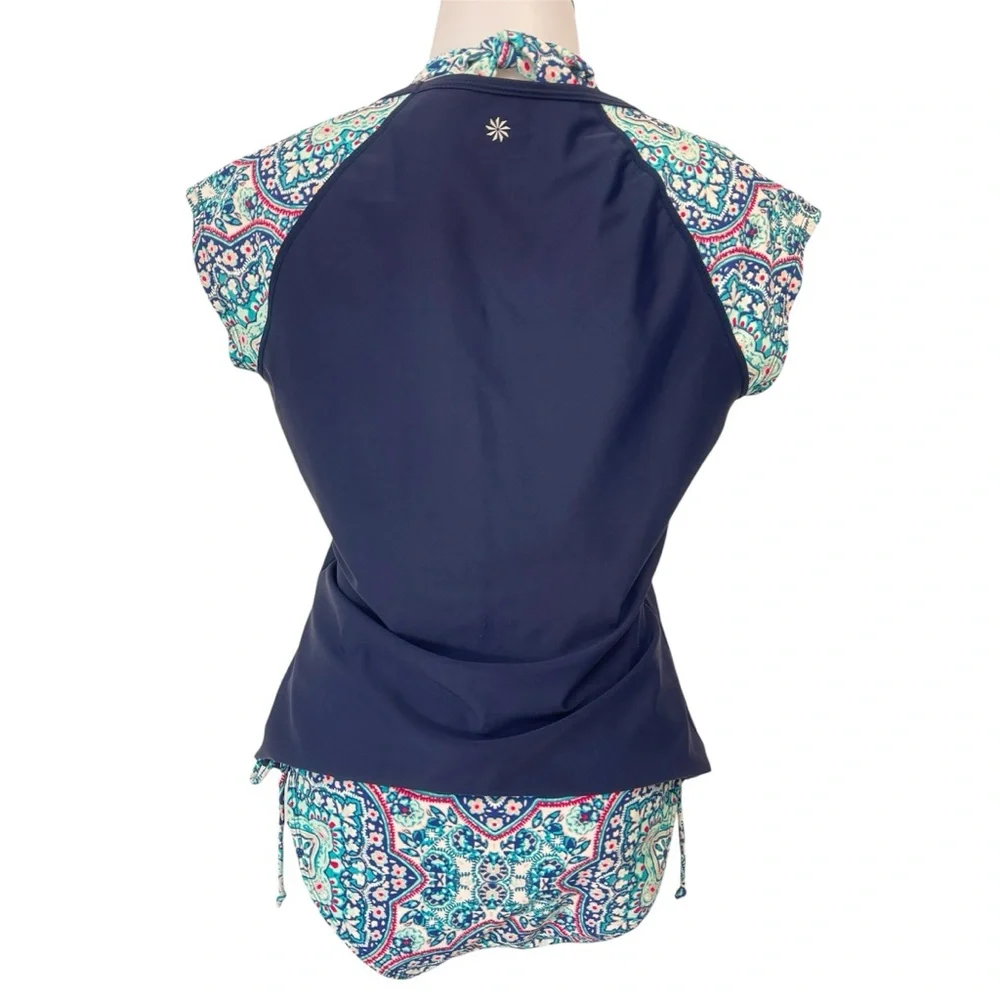 3 Piece Athleta Monaco Bra Cup Wrap Bikini, Bottoms, and Short Sleeve Rash Guard